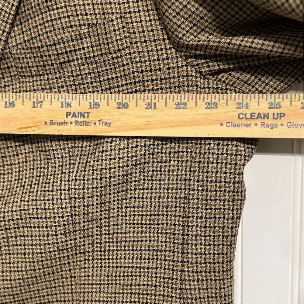 Kasper 46 Virgin Wool Blazer Jacket Brown Houndstooth Tweed Dark Academia‎ Vtg - Picture 3 of 9